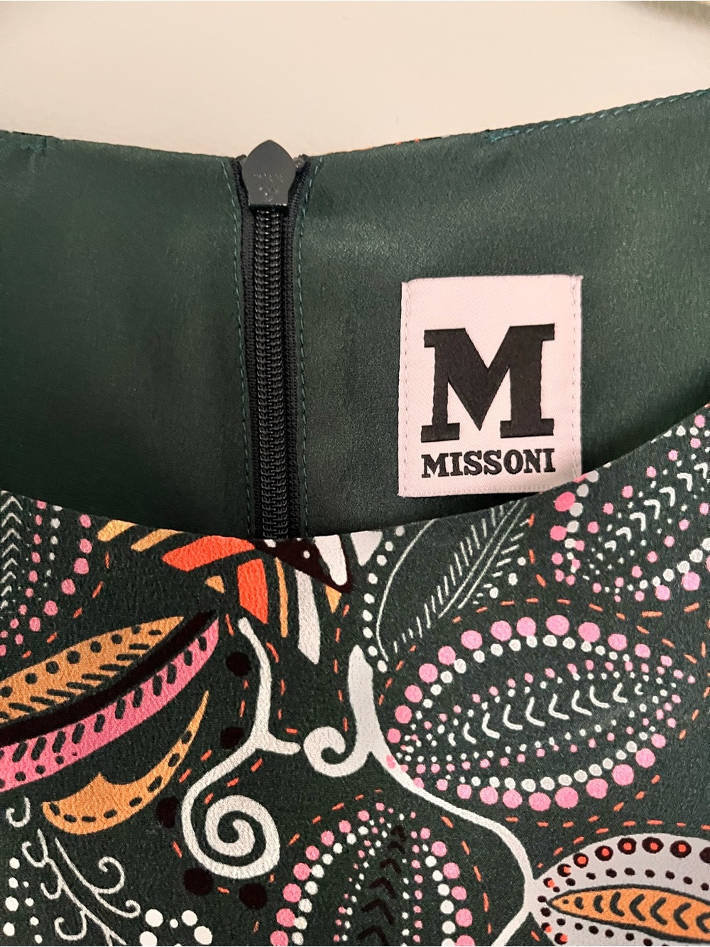 Missoni Dark Green Floral-Print Shift Dress with Pink & Orange Accents - Picture 4 of 7